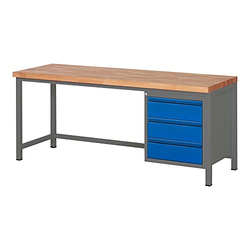 STIER Höhenverstellbare Werkbank Premium mit 1 Schublade BxTxH 1500x700x840-1040mm anthrazitmetall / RAL 5010