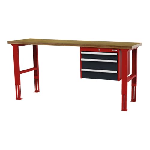 STIER Höhenverstellbare Werkbank mit 1x100 2x150 mm Schubladen BxTxH