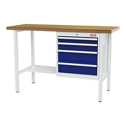 STIER Werkbank mit 1 Schublade und 1 Tür BxTxH 1500x600x960 mm RAL 7035 / RAL 5010