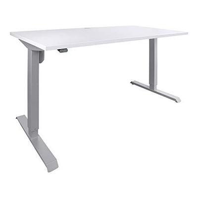 STIER Electrically height-adjustable desk 501-33, table frame with tabletop 100x80 cm, white mel., ergonomic sit-stand desk continuously adjustable 68-118 cm