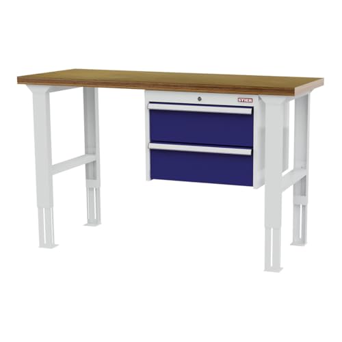 STIER height-adjustable workbench with 2x200 mm drawers WxDxH 1500x600x760-1060