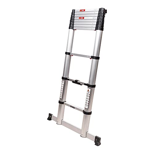 STIER Teleskopleiter Premium 3,2 bis 3,8m Stehleiter Aluminium Klappleiter