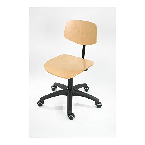 STIER work chair with castors, seat height 450-640 mm, natural beech