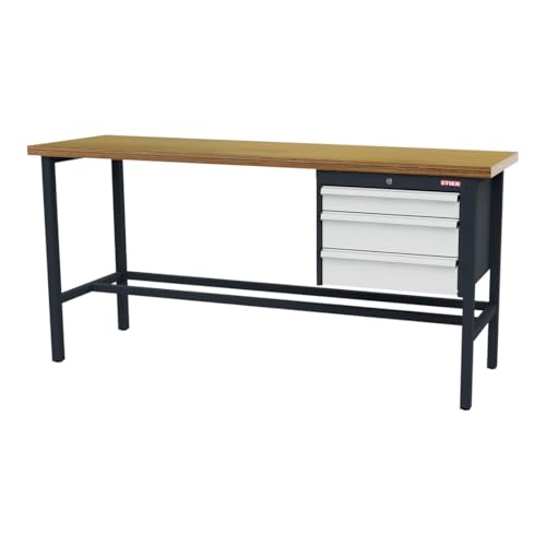 STIER Werkbank mit 1x100 2x150 mm Schubladen BxTxH 2000x600x960 mm RAL 7016 /