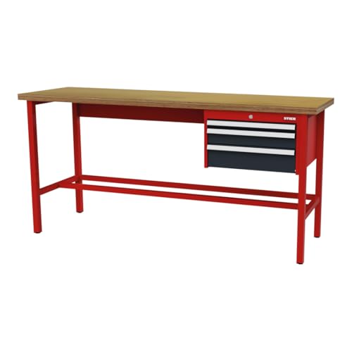 STIER Werkbank mit 1x50 1x100 1x150 mm Schubladen BxTxH 2000x600x960 mm RAL 3020