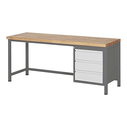 STIER Height-adjustable workbench Premium with 3 drawers