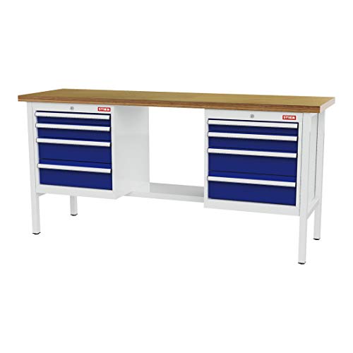 STIER Werkbank mit 1 Schublade und 1 Tür BxTxH 1500x600x960 mm RAL 7035 / RAL 5010