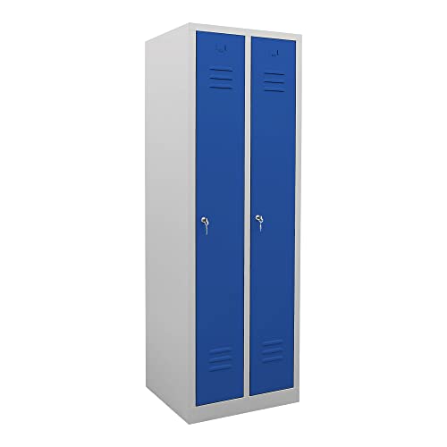 STIER Garderobenspind 2 Abteile Maße 1800 x 590 x 500 mm enzianblau abschließbar