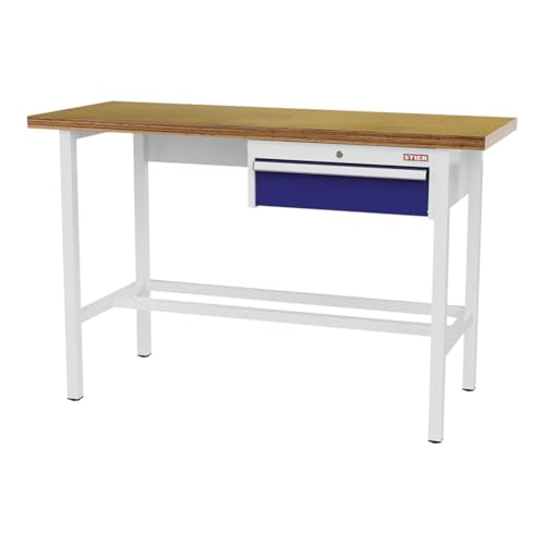 STIER Werkbank mit 1x150 mm Schublade BxTxH 1500x600x960 mm RAL 7035 / RAL 5010