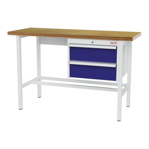 STIER workbench with 2x200 mm drawers WxDxH 1500x600x960 mm RAL 7035 / RAL 5010