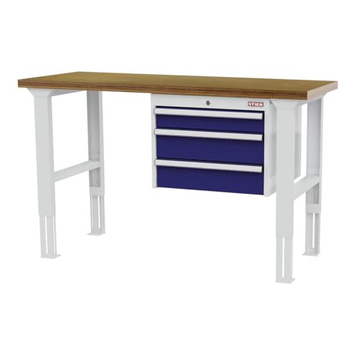 STIER height-adjustable workbench with 1x100 2x150 mm drawers WxDxH