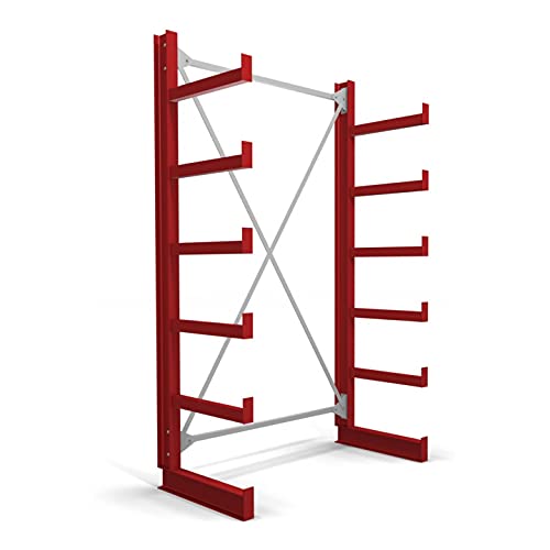 STIER Kragarmregal einseitig 1 Feld mit 5 Ebenen 1300x2000x500mm feuerrot
