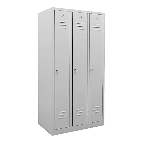 STIER wardrobe locker 3 compartments 1800x870x500mm light grey lockable 1