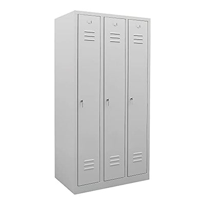 STIER wardrobe locker 3 compartments 1800x870x500mm light grey lockable 1