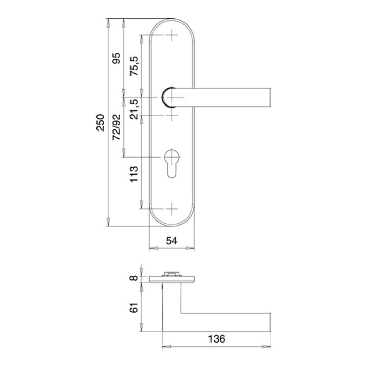 Schutzgarnitur Logo 8743/0792 VA EST 92mm 65-75mm EDI