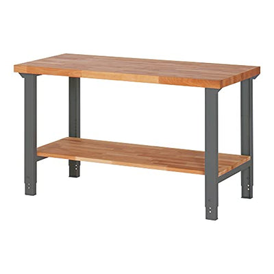 STIER Height-adjustable workbench Premium with storage shelf WxDxH 1500x700x790-1140 mm
