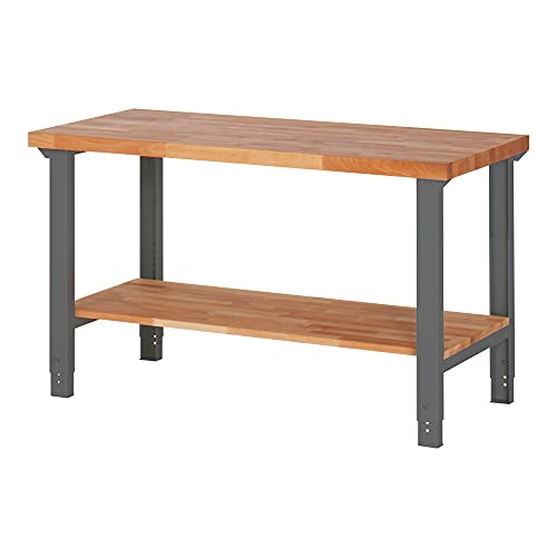STIER Height-adjustable workbench Premium with storage shelf WxDxH 1500x700x790-1140 mm