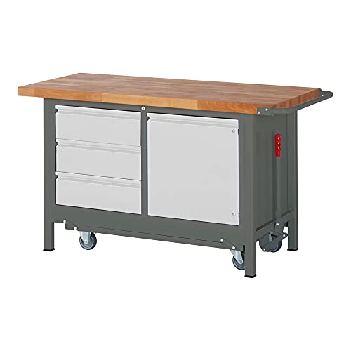 STIER Premium workbench with abs. chassis, 3 drawers and 1 hinged door (WxDxH)