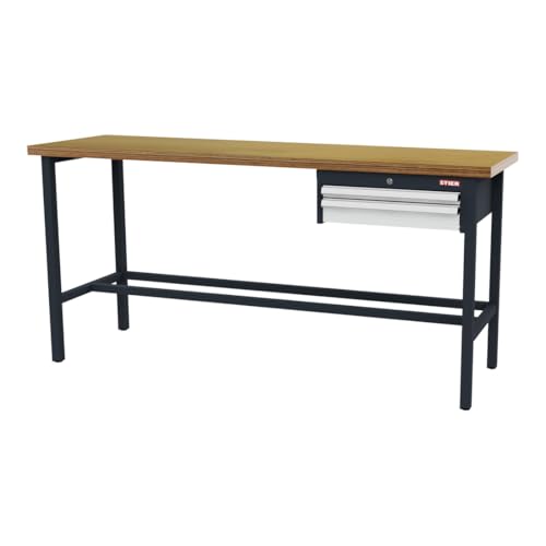 STIER Werkbank mit 1x50 1x100 mm Schubladen BxTxH 2000x600x960 mm RAL 7016 / RAL