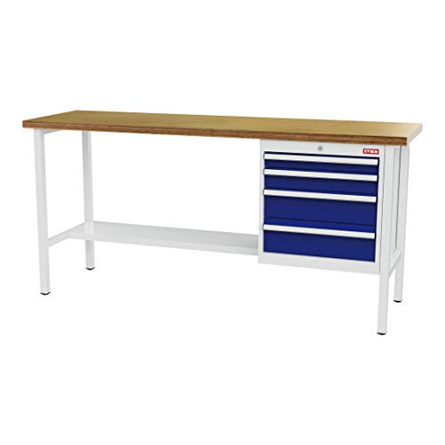 STIER Werkbank mit 1 Schublade und 1 Tür BxTxH 1500x600x960 mm RAL 7035 / RAL 5010