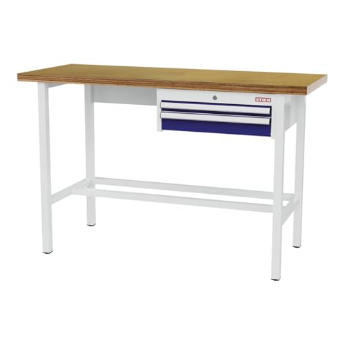 STIER Werkbank mit 1x50 1x100 mm Schubladen BxTxH 1500x600x960 mm RAL 3020 / RAL