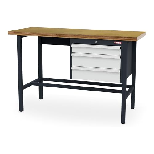 STIER Werkbank mit 1x100 2x150 mm Schubladen BxTxH 1500x600x960 mm RAL 7016 /