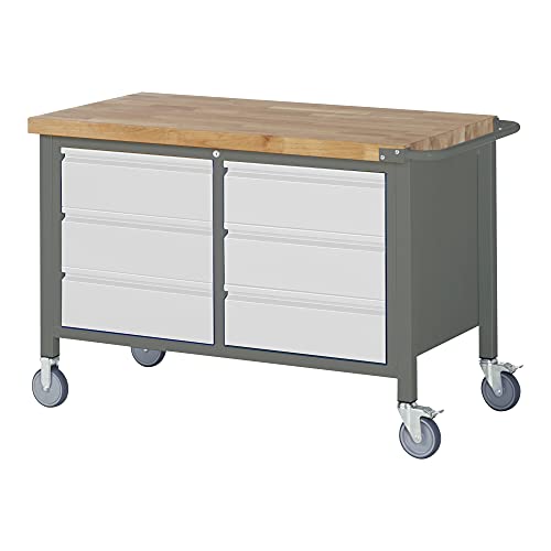 STIER Fahrbare Werkbank Premium mit 6 Schubladen BxTxH 1250x700x880 mm