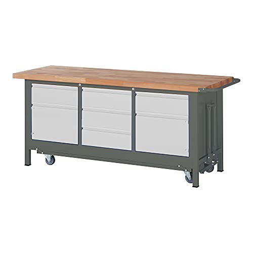 STIER Premium workbench with abs. chassis, 2 drawers, and 2 hinged doors (WxDxH 2000x700x880mm)