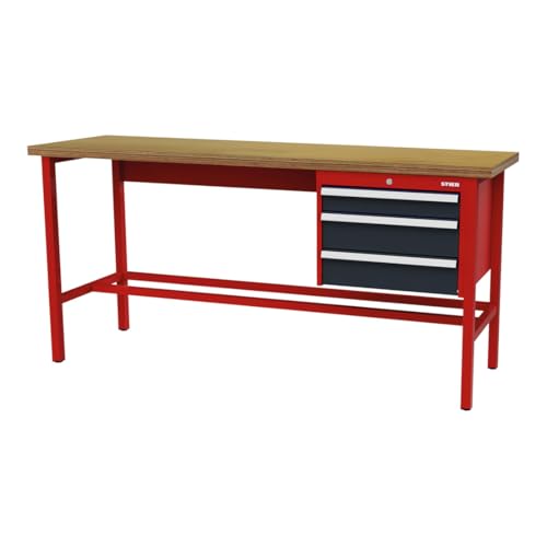 STIER Werkbank mit 1x100 2x150 mm Schubladen BxTxH 2000x600x960 mm RAL 3020 /