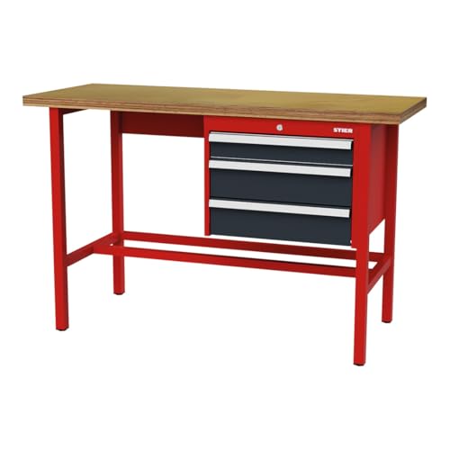 STIER Werkbank mit 1x100 2x150 mm Schubladen BxTxH 1500x600x960 mm RAL 3020 /