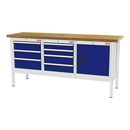 STIER Werkbank mit 1 Schublade und 1 Tür BxTxH 1500x600x960 mm RAL 7035 / RAL 5010