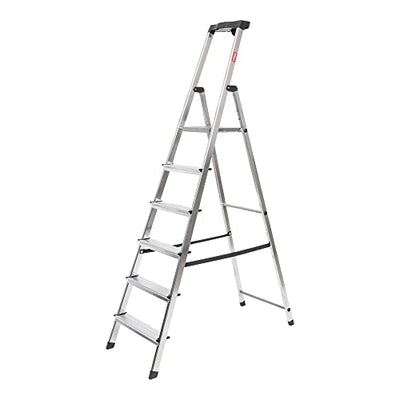STIER Stufen Stehleiter einseitig begehbar, Alu-Sicherheits-Stehleiter, Mehrzweckleiter