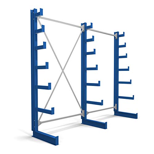 STIER cantilever racking, single-sided, 1 bay with 6 descending levels, 1300x2000x500mm, gentian blue
