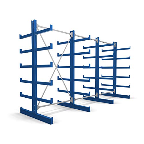 STIER cantilever rack double-sided 1 bay with 5 levels 1300x2000x500mm gentian blue