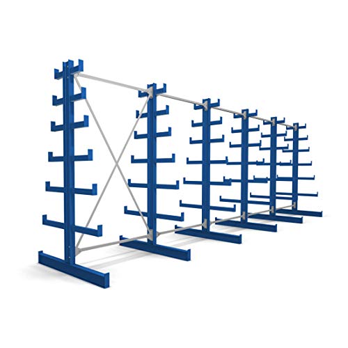 STIER cantilever rack double-sided 1 bay with 6 descending levels 1300x2000x500mm gentian blue