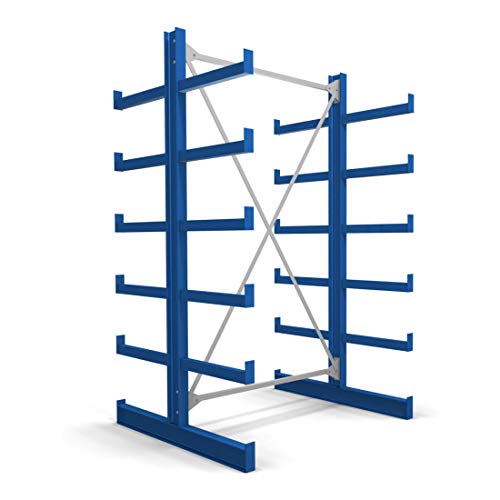 STIER Kragarmregal doppelseitig 1 Feld mit 5 Ebenen 1300x2000x500mm enzianblau