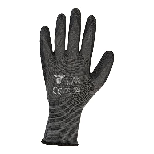 STIER Montagehandschuh, 12 Paar, Flex Grip, Größe 8, hochwertige Naturlatexbeschichtung, Exzellentes Tastgefühl, Schutz vor Flüsskeit & Kälte, gute Abriebfestigkeit