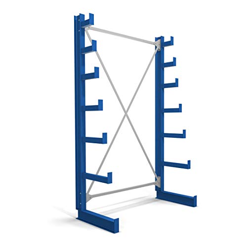 STIER cantilever racking, single-sided, 1 bay with 6 descending levels, 1300x2000x500mm, gentian blue