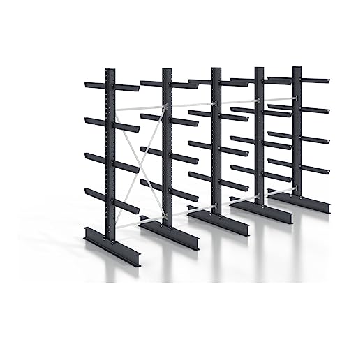 STIER cantilever rack, screwable, double-sided, 4 bays with 4 levels, 5120x3150x800mm