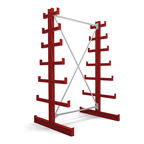 STIER cantilever rack double-sided 1 bay with 6 descending levels 1300x2000x500mm fire red