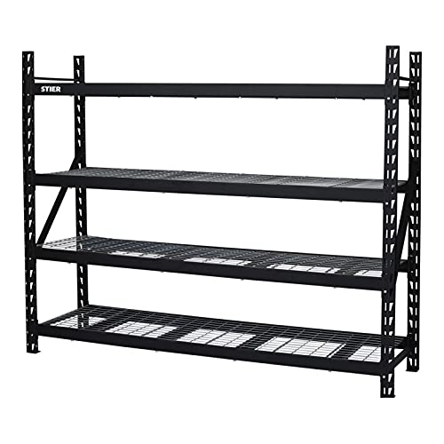 STIER Gitterrost-Fachbodenregal | Fachlast 400 kg | HxBxT 1830x1950x610mm | 4 Regalböden | Stahlgestell | Regalsystem