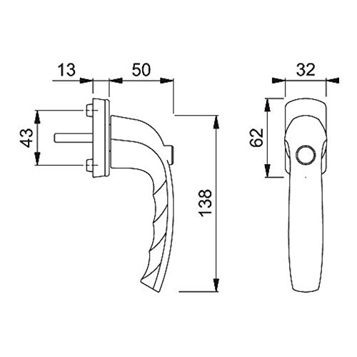 Hoppe Fenstergriff NY 0810SV/U10 Alu.F8707 32mm selbstsperrend