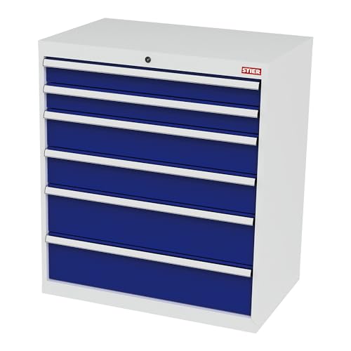 STIER Schubladenschrank mit 6 Schubladen BxTxH 900x575x1020 mm RAL 7035 / RAL