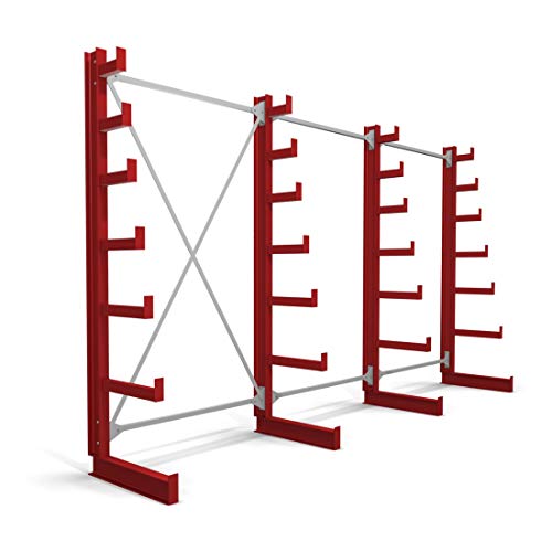 STIER cantilever racking one-sided 1 bay with 6 descending levels 1300x2000x500mm fire red