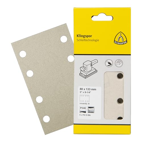 Klingspor PS 33 BK Streifen kletthaftend, 80 x 133 mm Korn 240 Lochform GL18