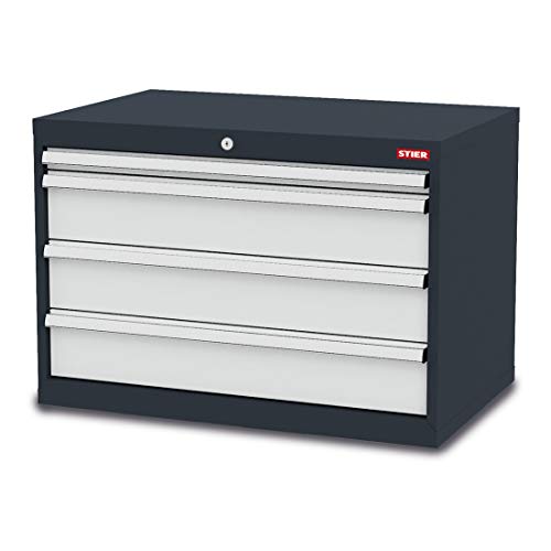 STIER Schubladenschrank mit 4 Schubladen BxTxH 600x575x620 mm, anthrazitgrau/lichtgrau, RAL 7016 / RAL 7035