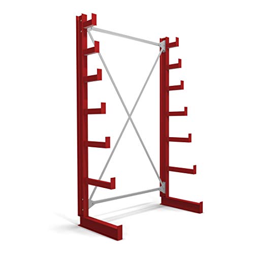 STIER cantilever racking one-sided 1 bay with 6 descending levels 1300x2000x500mm fire red