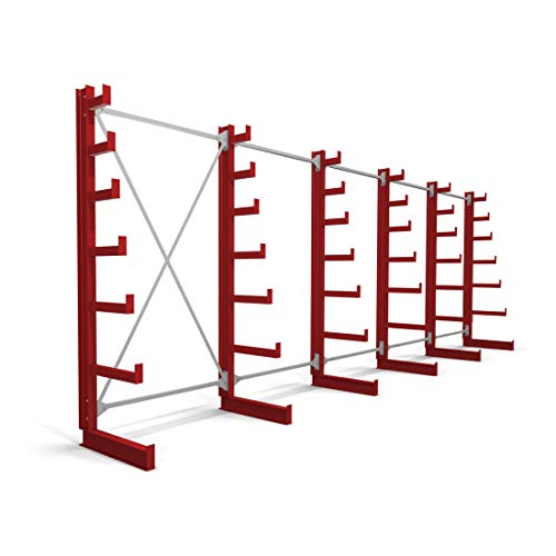 STIER cantilever racking one-sided 1 bay with 6 descending levels 1300x2000x500mm fire red
