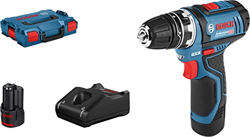 Bosch Akku-Bohrschrauber GSR 12V-15 FC mit 2 x 2,0 Ah-Akku L-BOXX 4 Aufsätze
