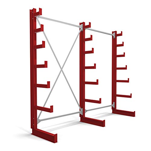 STIER cantilever racking one-sided 1 bay with 6 descending levels 1300x2000x500mm fire red